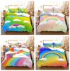 3D Single/double Bed Bedding Set Rainbow Down Duvet Cover 2/3pcs AU140 * 210 Full Size Children's Room Soft Home Textile