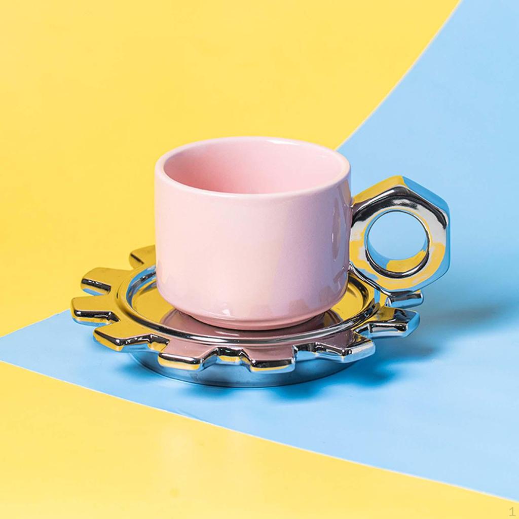 250ml Ceramic Coffee Cup with Saucer, Tea Fancy Handle, Office Juice