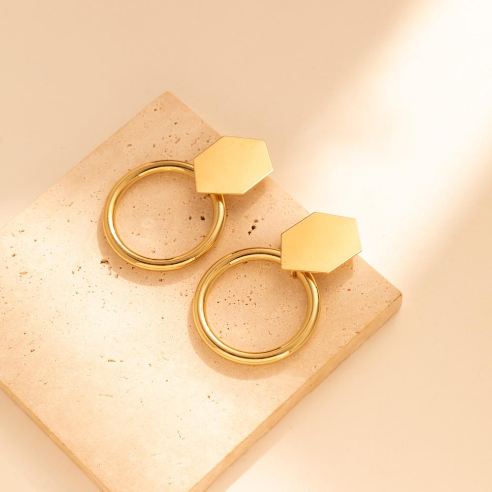 Elegant Alloy Geometric Hollow Out Earrings Fashion Street Style For Women