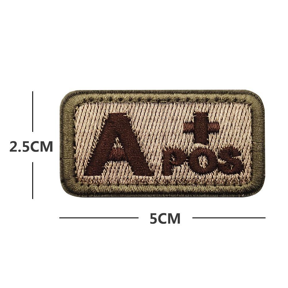 Embroidered Tactical Blood Type Velcro Badges: A, B, AB, O, +POS, -NEG - Military and Outdoor Identification.