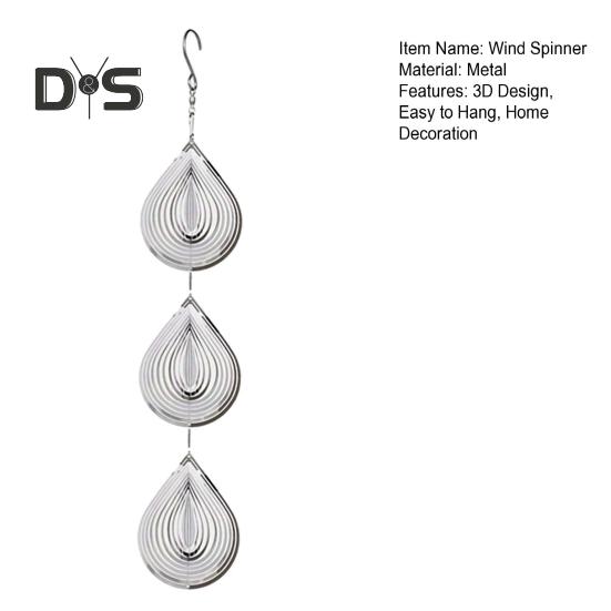 3D Waterdrop Wind Spinner Bird Scare Decoration Outdoor Garden Palace Farm Hanging Metal Wind Chime Bird Scare Device Decoration