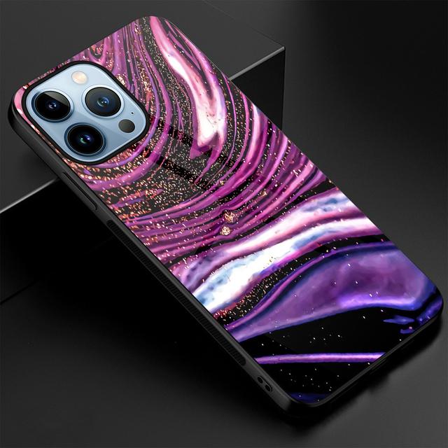 Фиолетовый мраморный чехол для телефона для Iphone 14 13 11 12 Pro Max Mini Xs Xr X 7 8 6s Plus Se 2022, задние чехлы из закаленного стекла