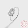 Classic Love Shape S925 Silver Ring for Women's Opening Adjustable Engagement Ring Sterling Silver Jewelry Birthday Gift Party Ring