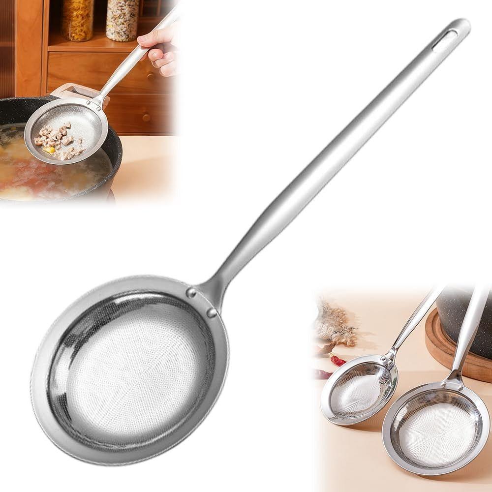 Fine Mesh Strainer 304 Stainless Steel Sieve Spoon Upgraded Oil Filter Spoon  Kitchen Supplies