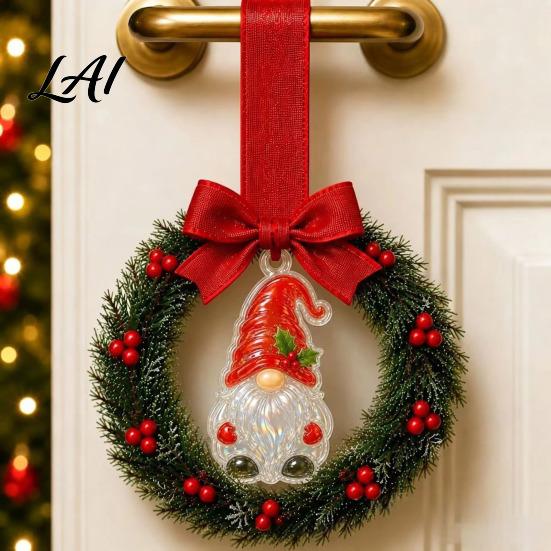 Versatile Seasonal Hanging Wreath Mini Christmas Door Handle Decoration Gingerbread/Angel/Bell/Snowman Artificial Pine Desktop Scenery with