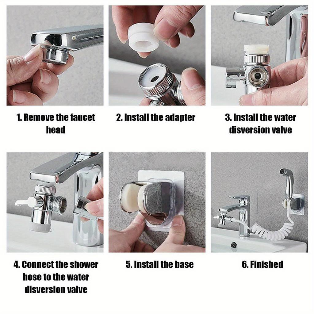 Регулируемый смеситель для раковины в ванной комнате с распылителем и ручным душем - многофункциональный для мытья и ополаскивания, в комплект входит кронштейн и распределитель