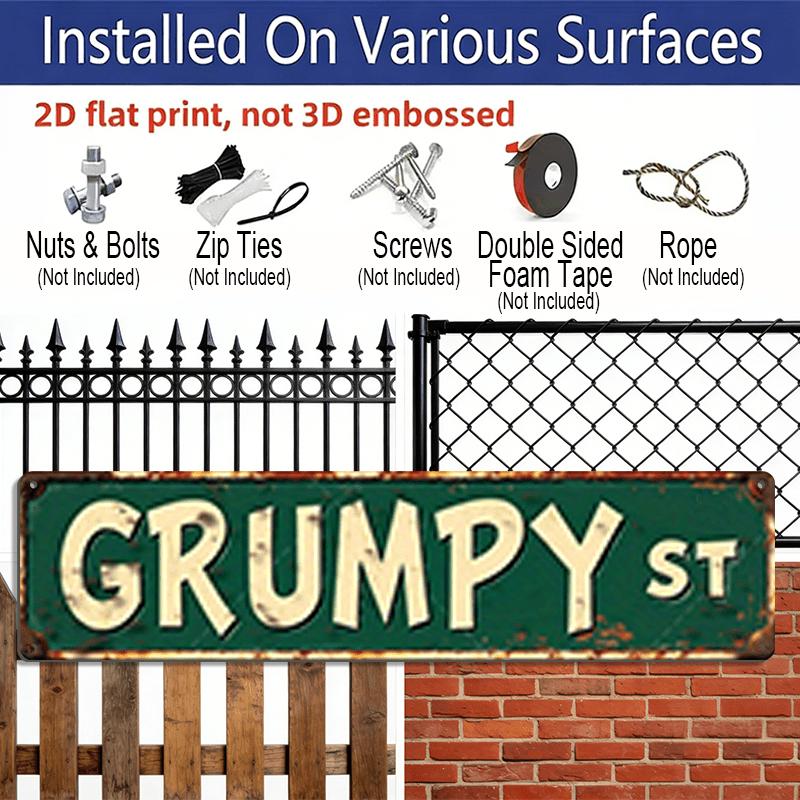2D Flat, 1pc, 3.94 X 15.74 Inches Aluminum Decorative Sign - Funny 2D Flat Printing Grumpy St Aluminum Sign - Vintage Industrial Decor for Home