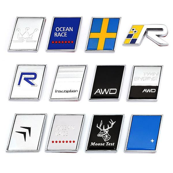 3D Metal R Design AWD Moose Test Logo Emblem Badge Decals Car Sticker for Ocean V40 V60 V90 XC60 XC90 XC40 S60 S90 S80 C30