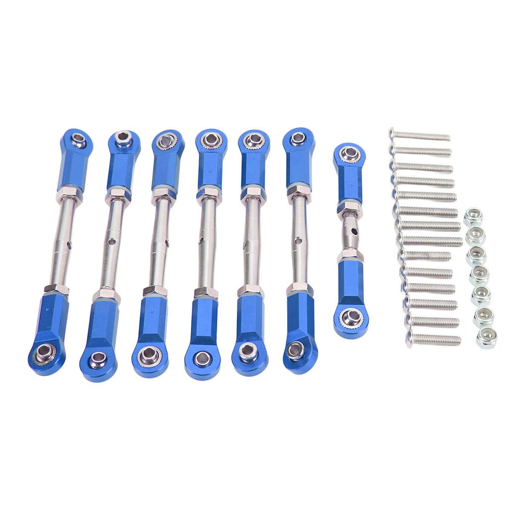 7pcs RC Tie Rod Set Aluminum Alloy Durable Convenient Metal RC Car Link Rod Set for Traxxas 1 10 RC Short Truck Blue