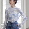 Tie-Dye Mesh Base Layer for Women Summer Ice Silk Thin Long-Sleeve Inner Sun Protection Top T-Shirt – Trendy