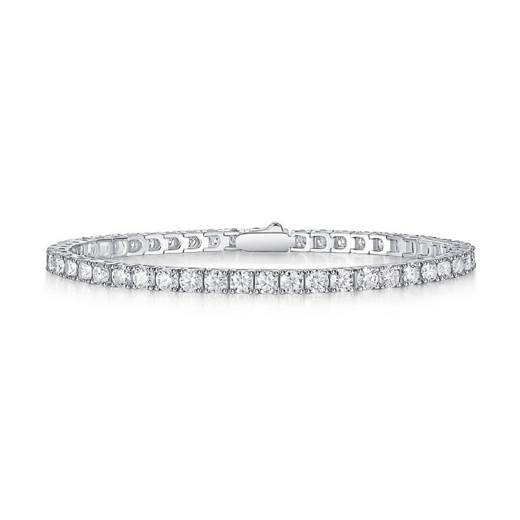 925 Silver Moissanite Tennis Bracelet for Men and Women, Silver Plated 18K Gold Hand Jewelry