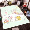 Cute Cartoon Bunny and Bear with Cupcakes and Coffee on Green Pastel Background Suitable for use as an anti-slip1 for1room and bedroom sofas
