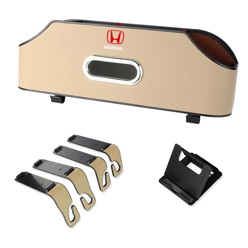 PU LeatherCar Seat Back Storage Box Tissue Box Water Cup Mobile Phone Holder For Honda Civic Accord Jazz CR-Z Element Insight AK7
