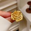 Gold Rose Brooch Retro Romantic Lapel Pin 1Pcs Unisex Anti-deform Clothing Accessory for Date Travel Daily Wear Gift