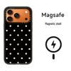 Черно-белый чехол с горошком и цветами MagSafe для iPhone 15 Pro Max