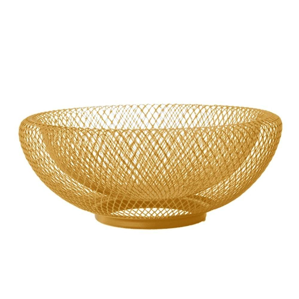 Black/Gold Mesh Fruit Snacks Basket Round Fruit Vegetable Basket Iron Art Fruit Basket Countertop