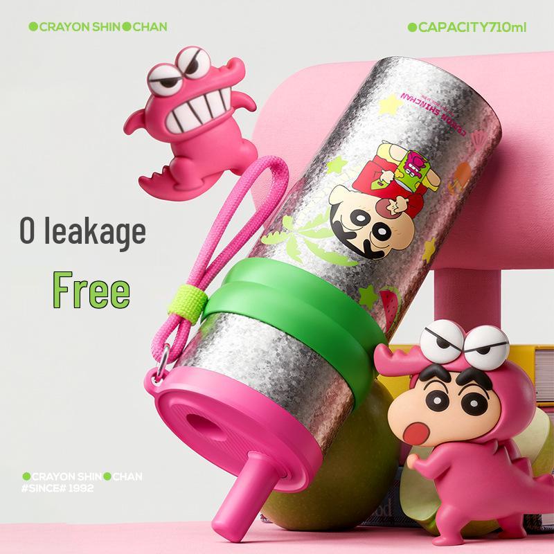 Премиальная титановая антибактериальная термобутылка Крошка Шин-чан - Стильная и портативная кружка-стакан для девочек с функцией сохранения холода.
