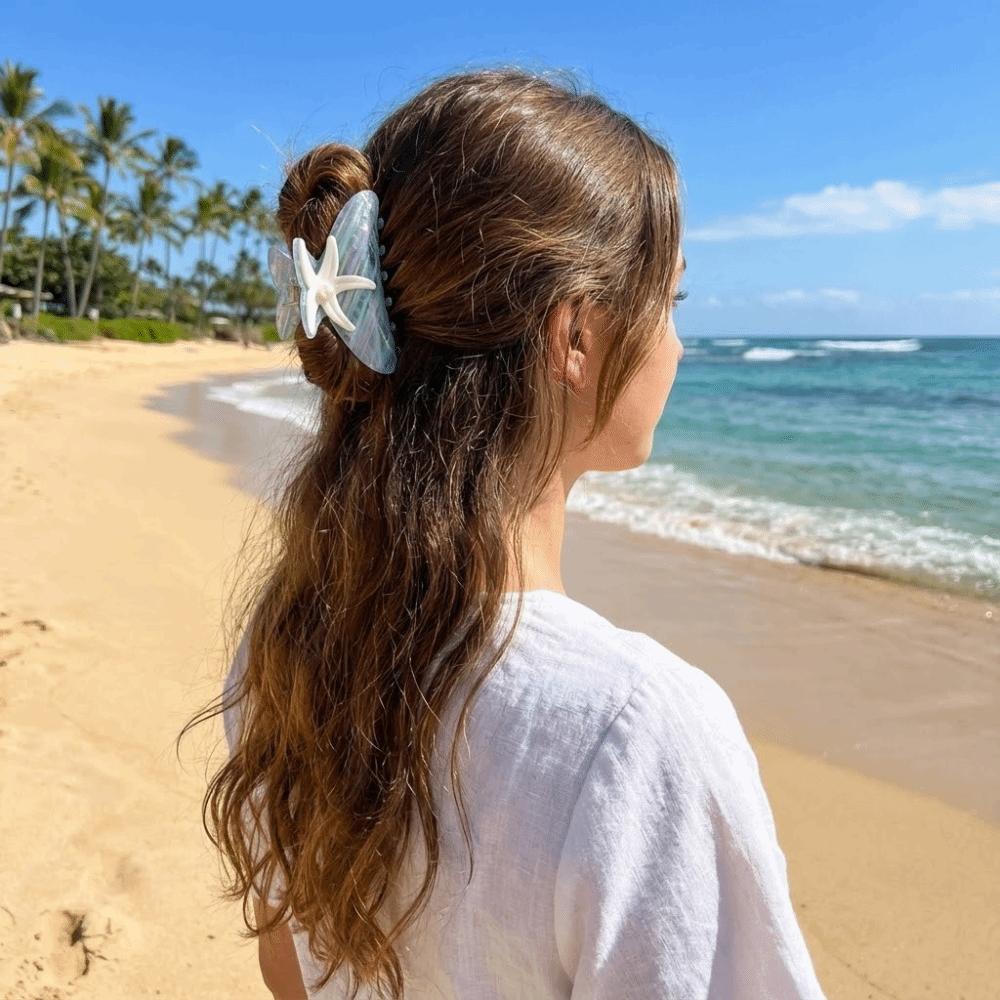 Shark Clip Pearl Hair Claw Colorful Acrylic Shark Clip Personalized Starfish Hair Grab  Streetwear