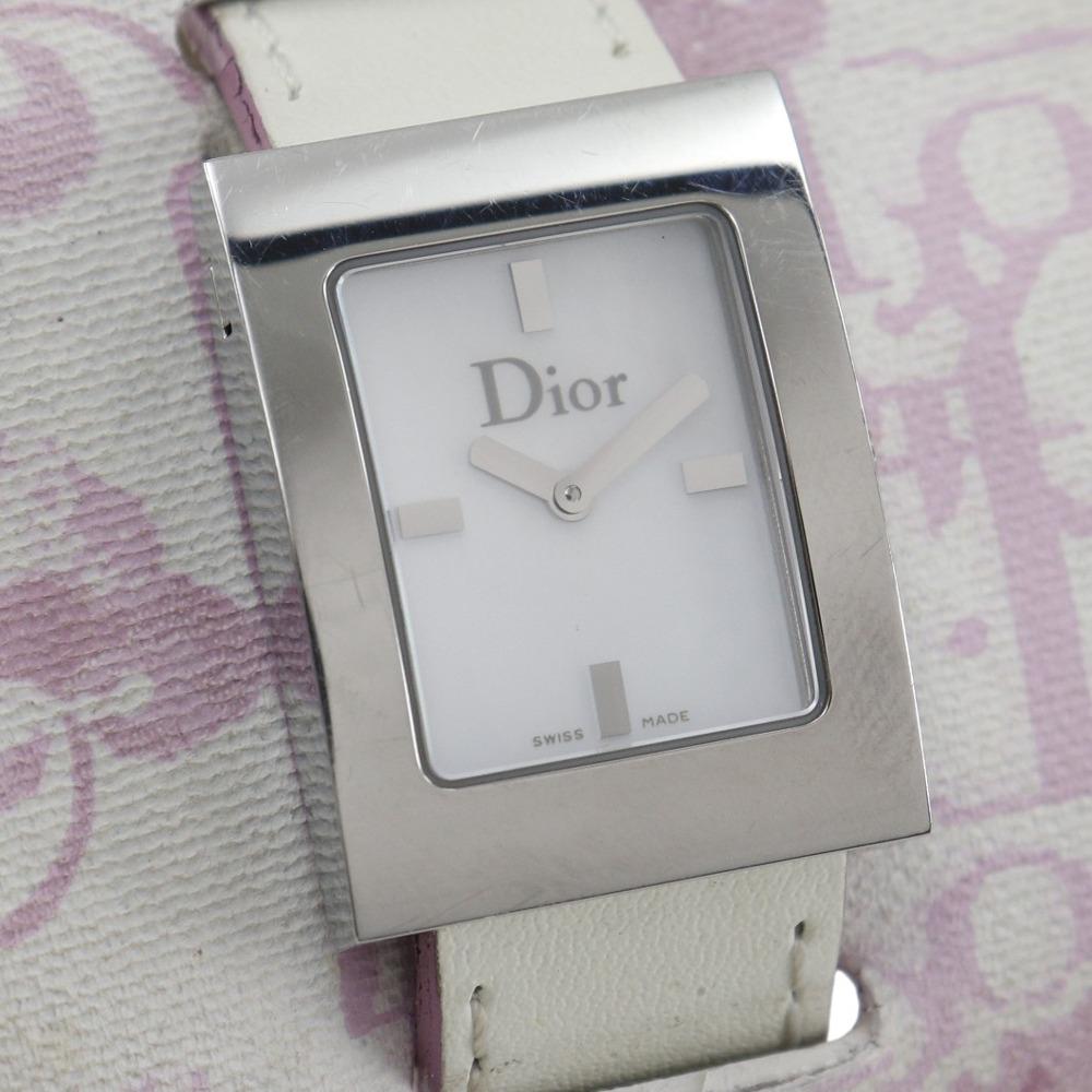 Dior Maris Watches D78-109 Белый перламутровый циферблат Нержавеющая сталь/кожа Кварцевый Аналоговый дисплей Женские Б/у