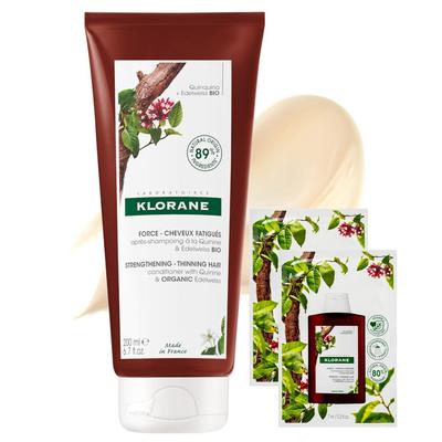 Кондиционер для кожи головы с мягкой кислотностью Klorane Quinine Edelweiss 200 мл + Шампунь 7 мл 2 упаковки, 1 набор