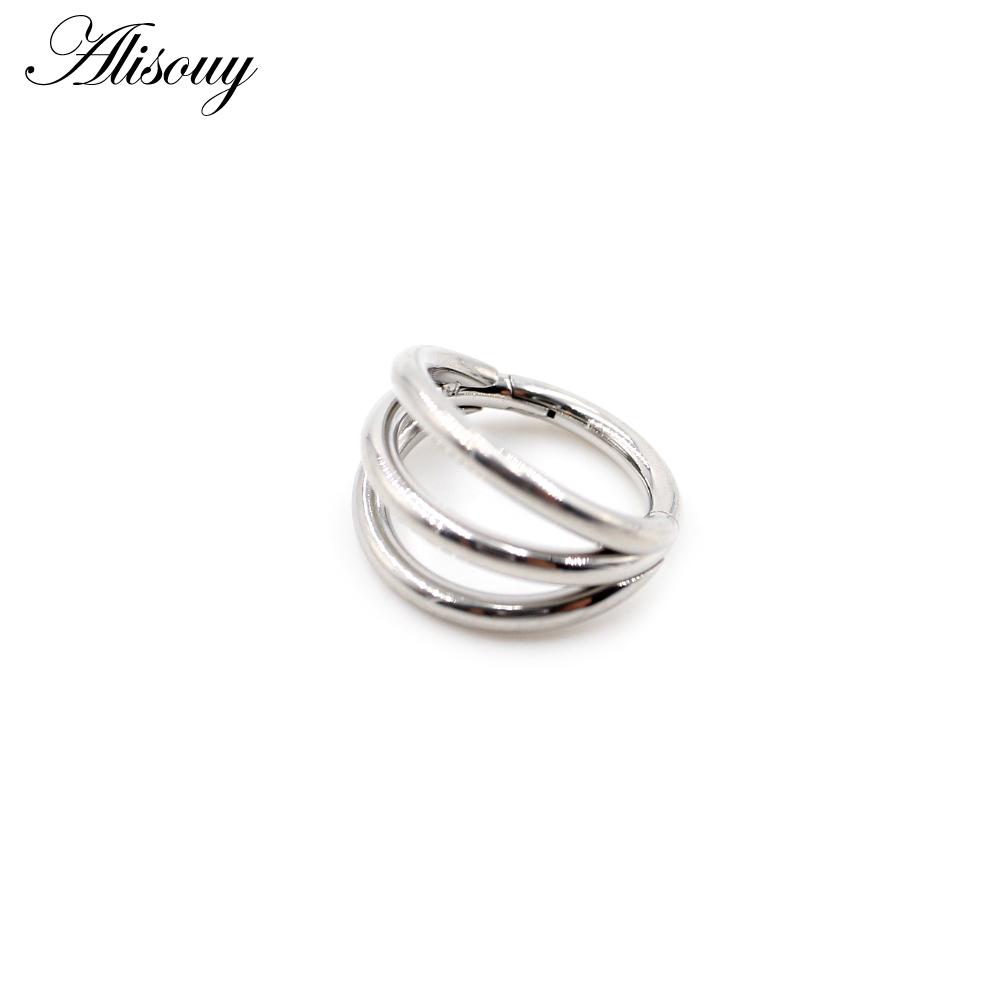 Alisouy 1 шт. Трехслойные серьги для хряща из нержавеющей стали 316L с шарнирным пирсингом для перегородки носа, кольца-кликеры, сегментные кольца