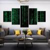 5Pcs Matrix Green Code Tech Modern Decor Canvas Wall Art 5 Pieces Paintings HD Print No Framed 5 Panel Room Decor