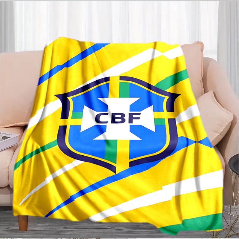 Brazilian Football Federation Printed Throws Blanket Soft Flannel Blankets for Couch Bed Gifts for Men Women Picnic blanket Christmas gifts