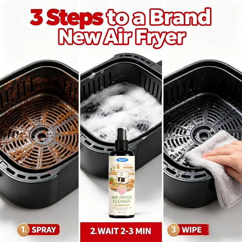55ml/110ml With Towel 1 Set Air Fryer Cleaner, Wipe‑on Formula with Towel for Deep Degreasing & Re‑lubricate to Remove Greasy Grime