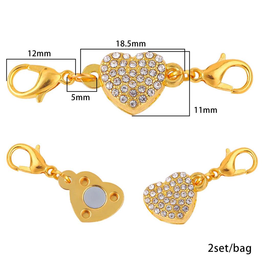 2 компл./сумка, сильные магнитные застежки в форме сердца, подходят для браслетов, ожерелья, застежки, соединители для изготовления ювелирных изделий