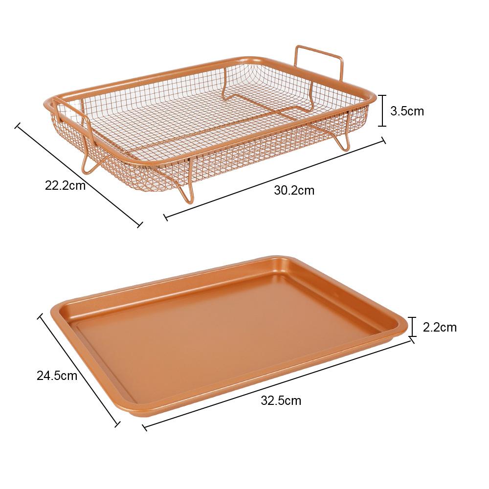 Oil Frying Baking Pan Grill Crispy Mesh Stainless Steel Baking Tray Copper For Oven Air Fryer BBQ Non-stick Chips Basket