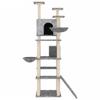 171595 vidaXL Cat Tree with Sisal Scratching Posts Light Grey 191 Cm