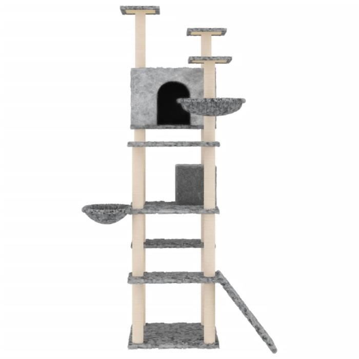171595 vidaXL Cat Tree with Sisal Scratching Posts Light Grey 191 Cm