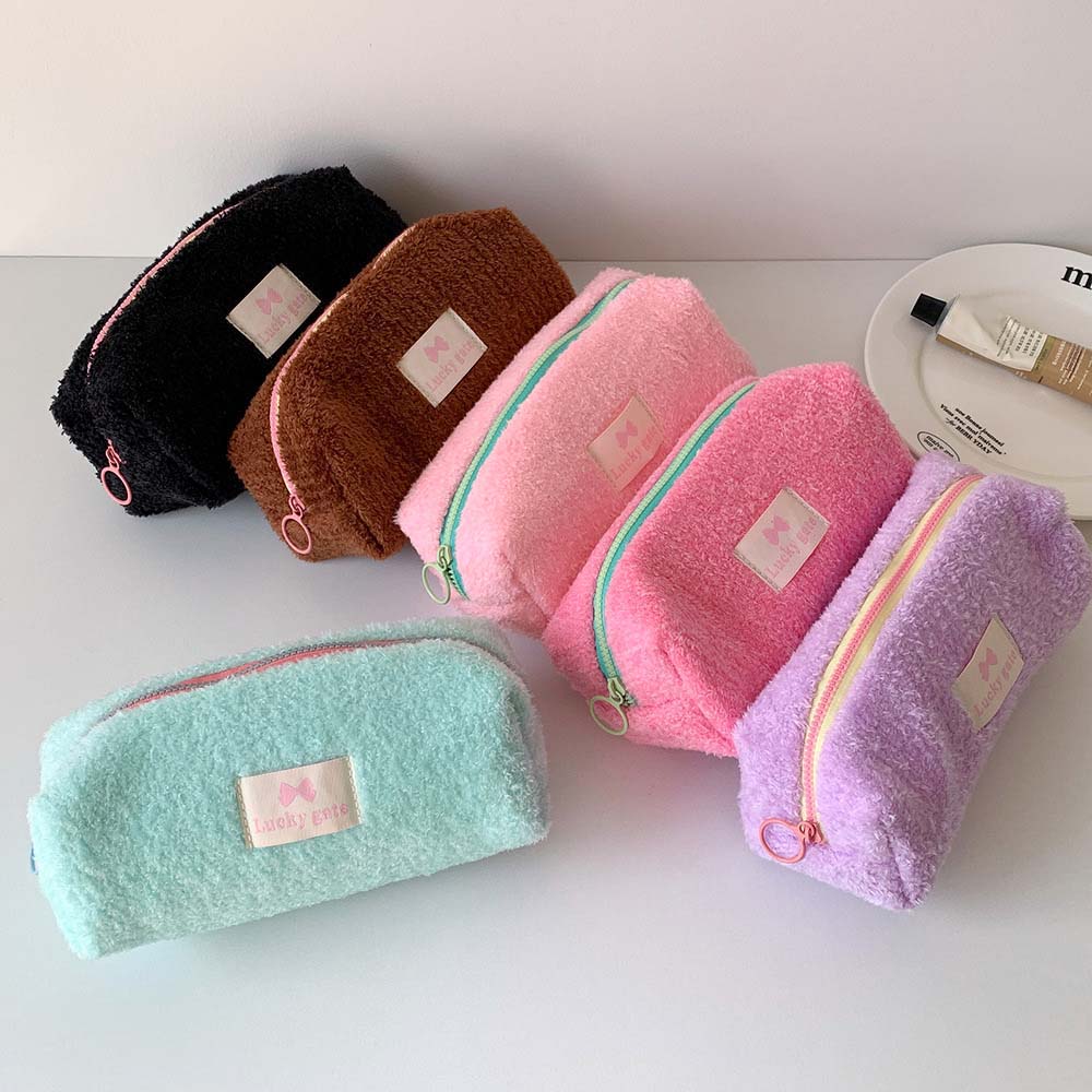 Канцелярский органайзер, плюшевая сумка для канцелярских принадлежностей, пенал цвета конфет, письменные принадлежности для студентов