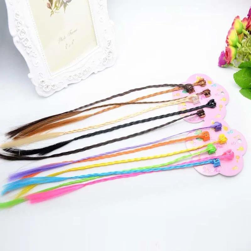 6pcs Girls Colorful Heart Wigs Ponytail Hair Ornament Princess Hair Claw Clips Twist Braid Headwear Kids Girls Hair Accessories