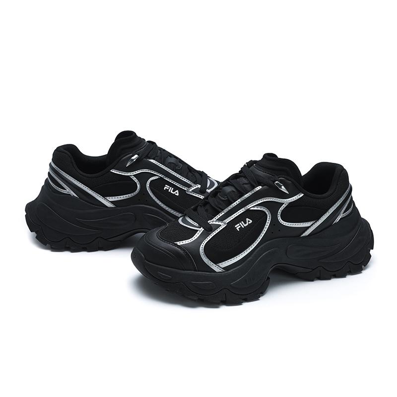 New FILA SOFIA 4 Abrasion Resistant Low Top Chunky Sneakers Women's Black White F12W521114FBK