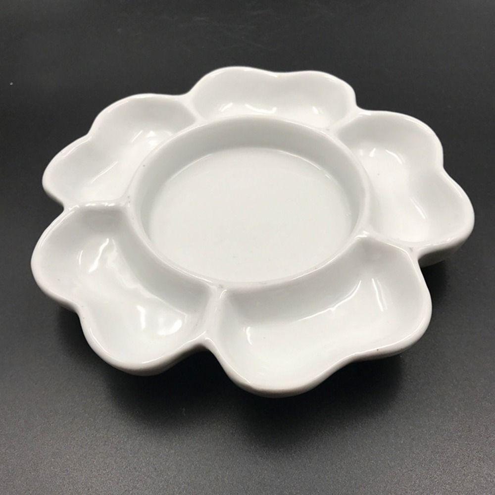 6/7 Grid Paint Palette Tray Ceramic Plum Blossom Paint Plate Porcelain Palette Painting