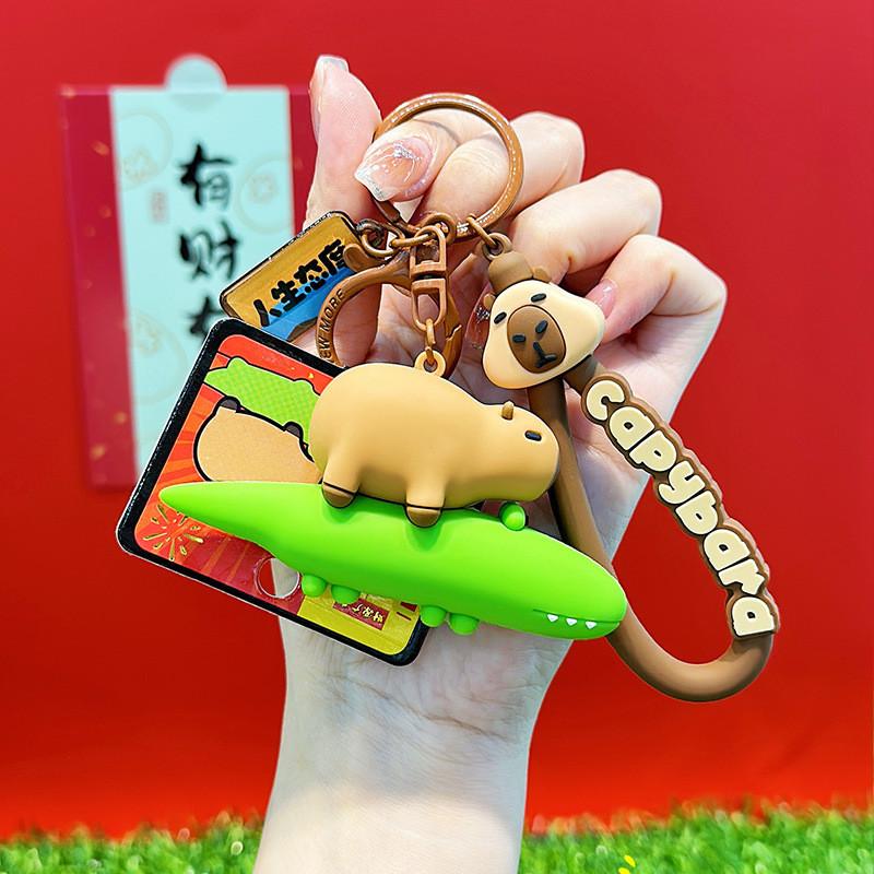 Capybara Playful Animal Party Keychain Cute Cartoon Silicone Accessory Keys For