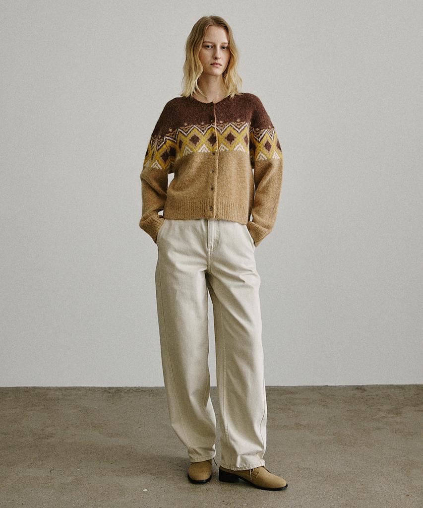Artid Alpaca Fair Isle Knit Cardigan_Brown