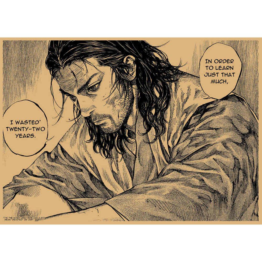 Ретро-постер из крафт-бумаги «Vagabond» от Такэхико Иноуэ – Японское аниме, настенное искусство для декора бара или кафе