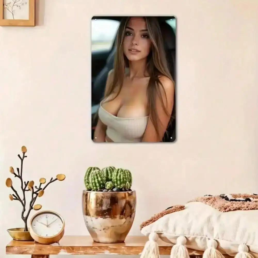 Винтажное Металлическое Настенное Искусство Ретро Пин-ап Женская Картина Богемский Декор с Предварительно Просверленными Отверстиями