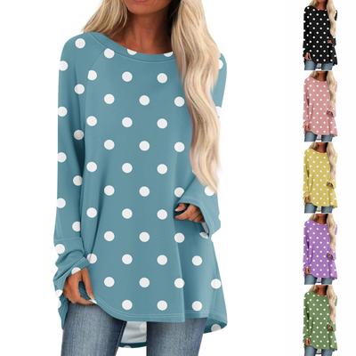 Женский модный свободный пуловер средней длины с круглым вырезом и принтом, рукава реглан, повседневный топ с длинными рукавами