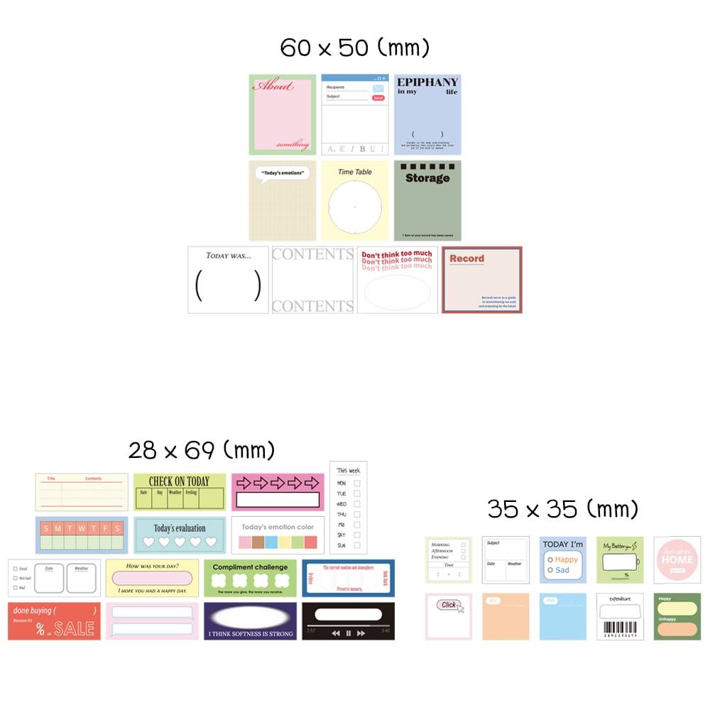 Monolike Record Sticker Pack Variety for Fancy Stickers Today's (102 stickers) - Pack, Diaries, Scrapbooks, Waterproof,