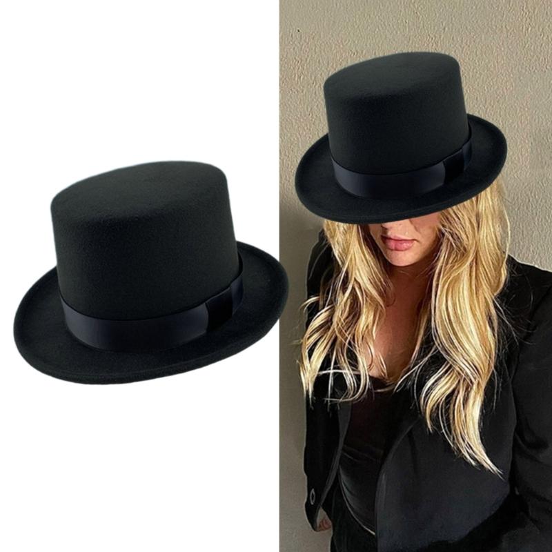 British Style Adult/Teens Derby Hat Prom Carnivals Party Costume Felt Magician Hat for Carnivals Show Rave Party
