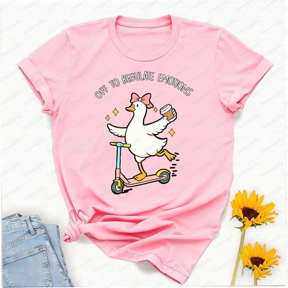 Off To Regulate Emotions Teacher TShirt Graphic T Shirts Women Clothes Yk Top Funny Outdoors High Quality Cotton Shortsleev