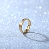 Titanium Steel Couple Ring Fashion Rose Gold Stainless Steel Six Rhinestone Ring Gift for Men and Women AVE