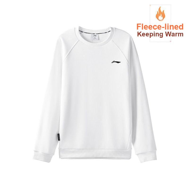 Li-Ning Модный теплый лонгслив без капюшона, с круглым вырезом, из флиса, с длинным рукавом, удобные длинные штаны, комплект-толстовка, мужские комплекты AWDVH05-3+AKLVC99-1