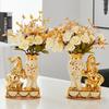 European Style Ceramic Golden Vase Arrangement Dining Table Home Decoration Accessories Creative Golden Elephant Vases