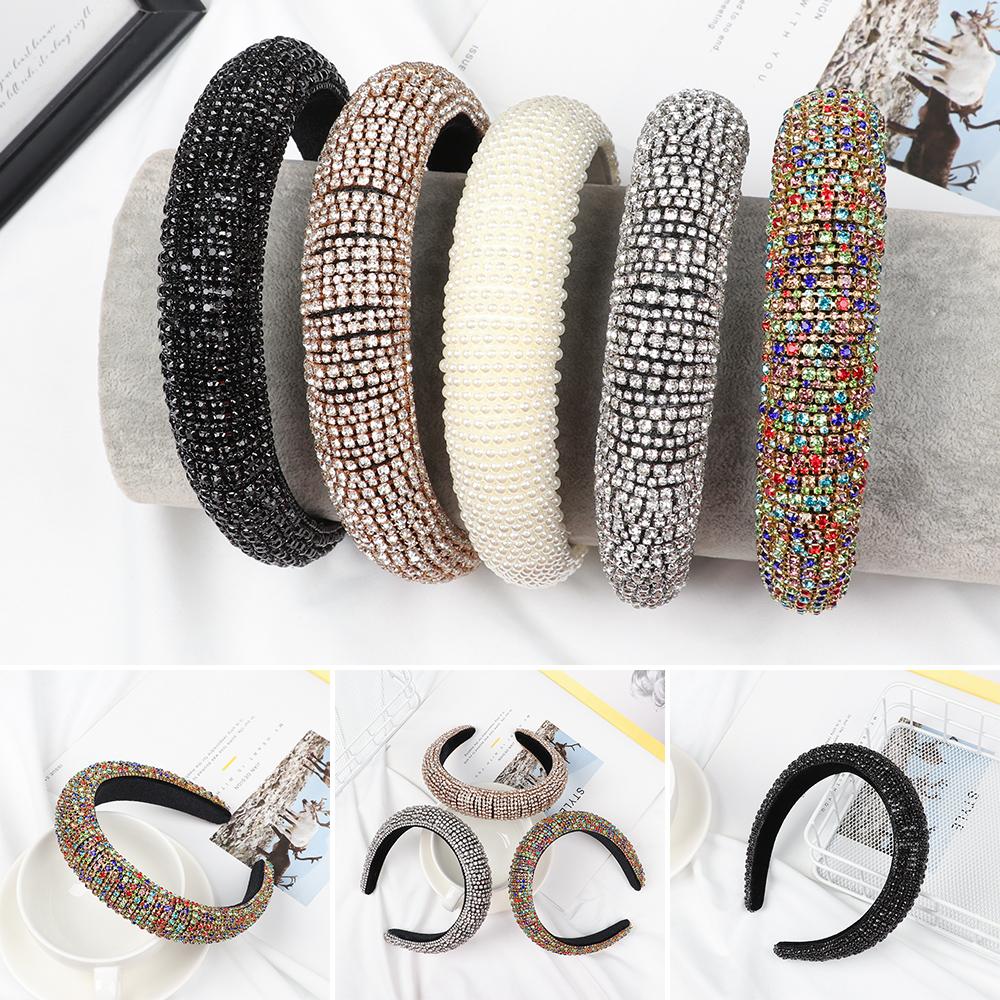 Роскошный обруч для волос повязка на голову со стразами жемчугом тиара в стиле барокко полностью из хрусталя свадебный головной убор