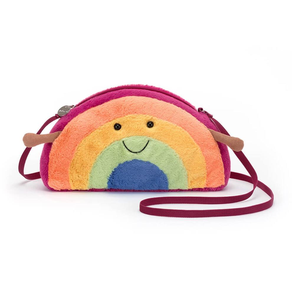 Amuseable Rainbow Plush Bag Crossbody Purse with Zip Top Gift