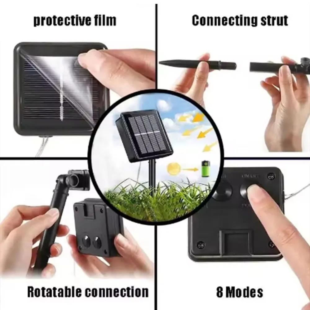 Светодиодная солнечная гирлянда для улицы, садовая лампа для газона, 7 м/12 м, водонепроницаемая, трубчатая, веревочная, гирлянды для украшения рождественской елки, двора, забора